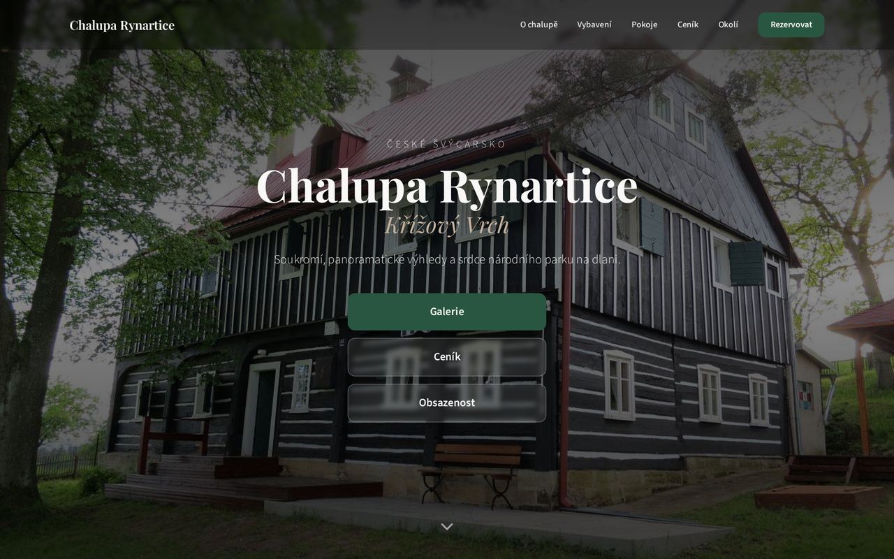 Chalupa Rynartice — Ubytování / web