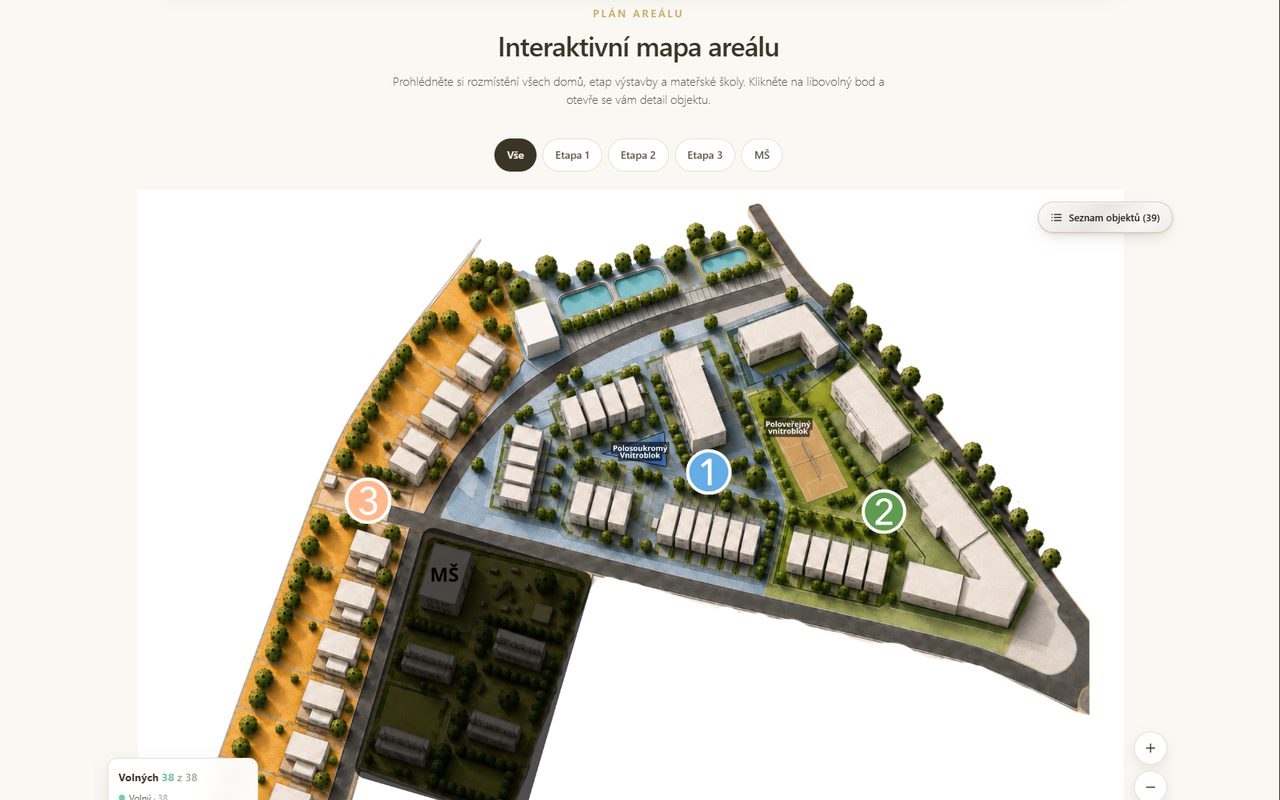 Obytný soubor Žebrák — Development / interaktivní web